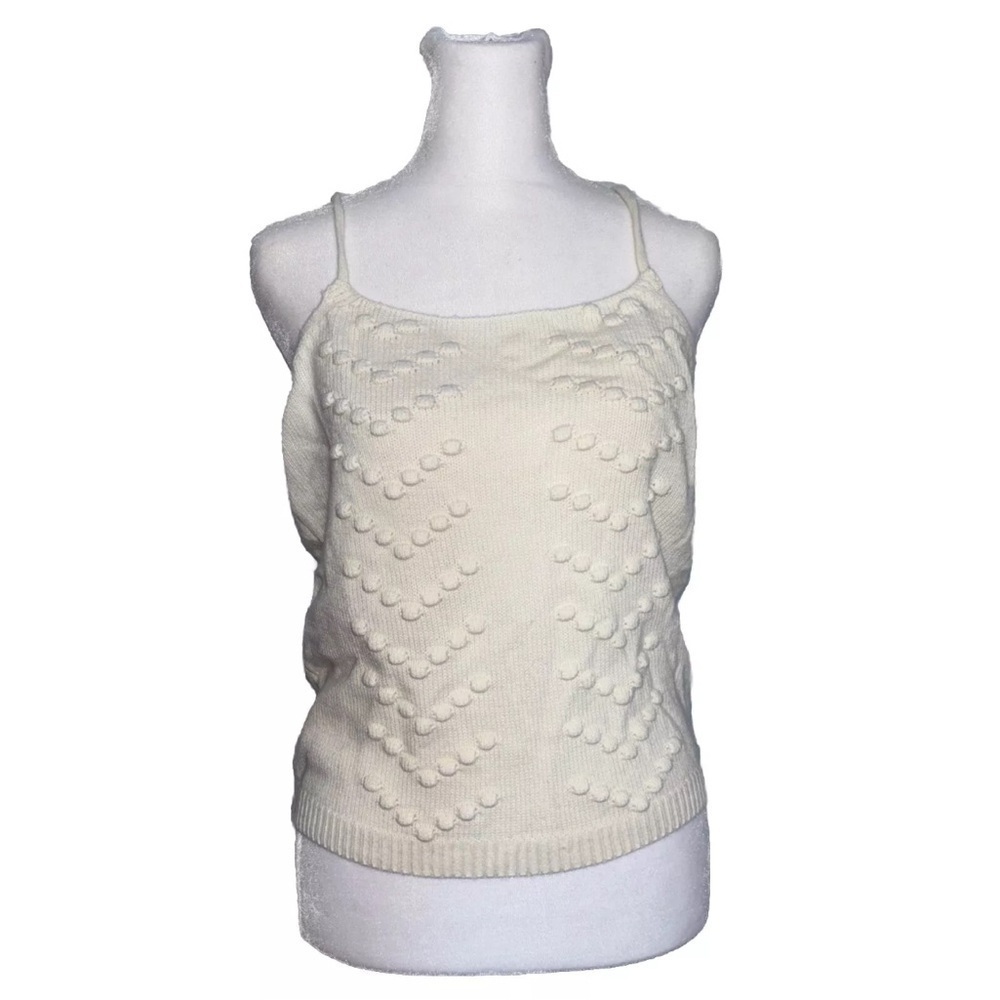 Andree by the Unit Small Ivory Spagetti Strap Tank Sweater Knit